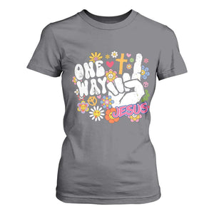One Way Jesus T Shirt For Women Christian Relgion Retro Hippie TS02 Charcoal Print Your Wear