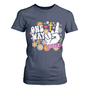 One Way Jesus T Shirt For Women Christian Relgion Retro Hippie TS02 Navy Print Your Wear