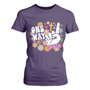 One Way Jesus T Shirt For Women Christian Relgion Retro Hippie TS02 Purple Print Your Wear