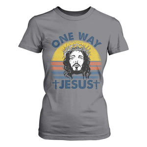 One Way Jesus T Shirt For Women Christian Relgion Retro Vintage TS02 Charcoal Print Your Wear