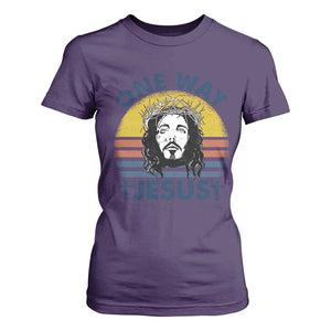 One Way Jesus T Shirt For Women Christian Relgion Retro Vintage TS02 Purple Print Your Wear