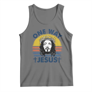 One Way Jesus Tank Top Christian Relgion Retro Vintage TS02 Black Heather Print Your Wear
