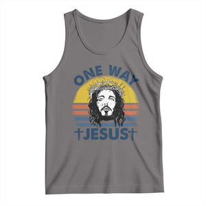 One Way Jesus Tank Top Christian Relgion Retro Vintage TS02 Deep Heather Print Your Wear