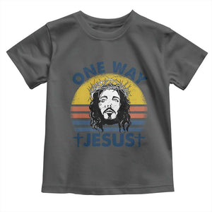 One Way Jesus Toddler T Shirt Christian Relgion Retro Vintage TS02 Dark Heather Print Your Wear