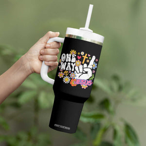 One Way Jesus Tumbler With Handle Christian Relgion Retro Hippie TS02 Print Your Wear