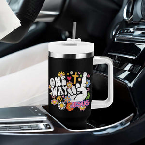 One Way Jesus Tumbler With Handle Christian Relgion Retro Hippie TS02 Print Your Wear