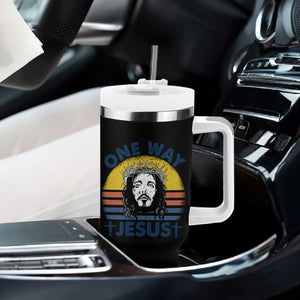One Way Jesus Tumbler With Handle Christian Relgion Retro Vintage TS02 Print Your Wear