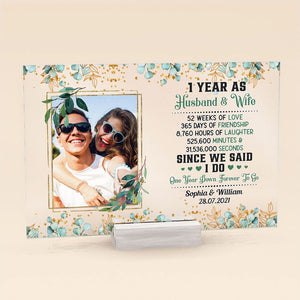 Personalized Photo Acrylic Plaque One Year Down Forever To Go 1st Anniversary Gift For Couple, Husband, Wife CTM Acrylic Table Sign 4" x 6 " Custom - Printyourwear