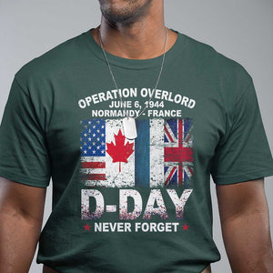 Operation Overlord D-Day T Shirt - Normandy France WWII Never Forget Military History Tee TS11 Dark Forest Green Print Your Wear