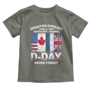 Operation Overlord D Day Normandy France WWII Never Forget Toddler T Shirt TS11 Military Green Print Your Wear