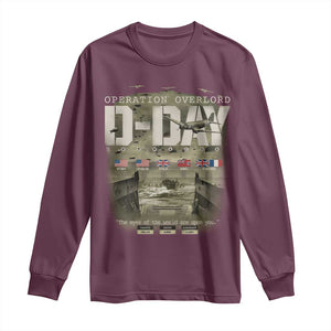 Operation Overlord D Day Normandy WWII Long Sleeve Shirt TS11 Maroon Print Your Wear