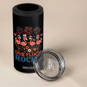 Our Flock Rocks Patriotic Flamingo 4 in 1 Can Cooler Tumbler Funny 4th of July Family Matching TS02 Print Your Wear