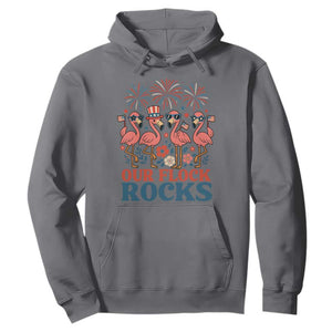 Our Flock Rocks Patriotic Flamingo Hoodie Funny 4th of July Family Matching TS02 Charcoal Print Your Wear