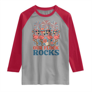Our Flock Rocks Patriotic Flamingo Raglan Shirt Funny 4th of July Family Matching TS02 Sport Gray Red Print Your Wear