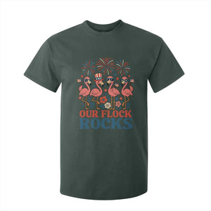 Our Flock Rocks Patriotic Flamingo T Shirt For Kid Funny 4th of July Family Matching TS02 Dark Forest Green Print Your Wear