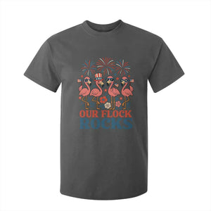 Our Flock Rocks Patriotic Flamingo T Shirt For Kid Funny 4th of July Family Matching TS02 Dark Heather Print Your Wear