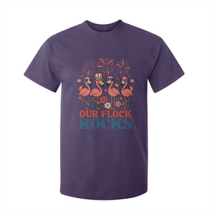 Our Flock Rocks Patriotic Flamingo T Shirt For Kid Funny 4th of July Family Matching TS02 Purple Print Your Wear