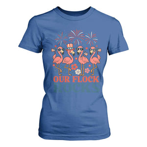 Our Flock Rocks Patriotic Flamingo T Shirt For Women Funny 4th of July Family Matching TS02 Royal Blue Print Your Wear