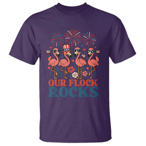 Our Flock Rocks Patriotic Flamingo T Shirt Funny 4th of July Family Matching TS02 Purple Print Your Wear