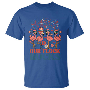 Our Flock Rocks Patriotic Flamingo T Shirt Funny 4th of July Family Matching TS02 Royal Blue Print Your Wear