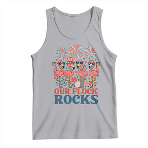 Our Flock Rocks Patriotic Flamingo Tank Top Funny 4th of July Family Matching TS02 Athletic Heather Print Your Wear