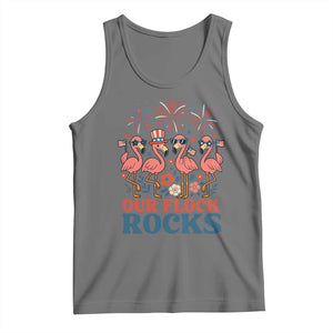 Our Flock Rocks Patriotic Flamingo Tank Top Funny 4th of July Family Matching TS02 Black Heather Print Your Wear