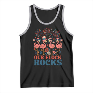 Our Flock Rocks Patriotic Flamingo Tank Top Funny 4th of July Family Matching TS02 Black Athletic Heather Print Your Wear