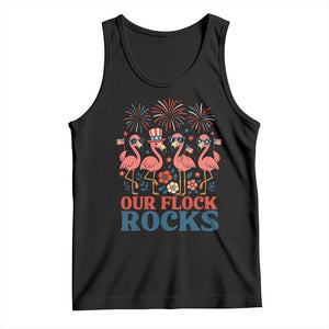 Our Flock Rocks Patriotic Flamingo Tank Top Funny 4th of July Family Matching TS02 Black Print Your Wear