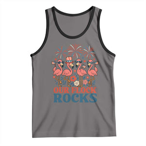 Our Flock Rocks Patriotic Flamingo Tank Top Funny 4th of July Family Matching TS02 Deep Heather Black Print Your Wear