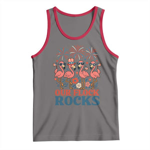 Our Flock Rocks Patriotic Flamingo Tank Top Funny 4th of July Family Matching TS02 Deep Heather Red Print Your Wear