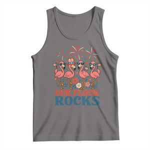 Our Flock Rocks Patriotic Flamingo Tank Top Funny 4th of July Family Matching TS02 Deep Heather Print Your Wear