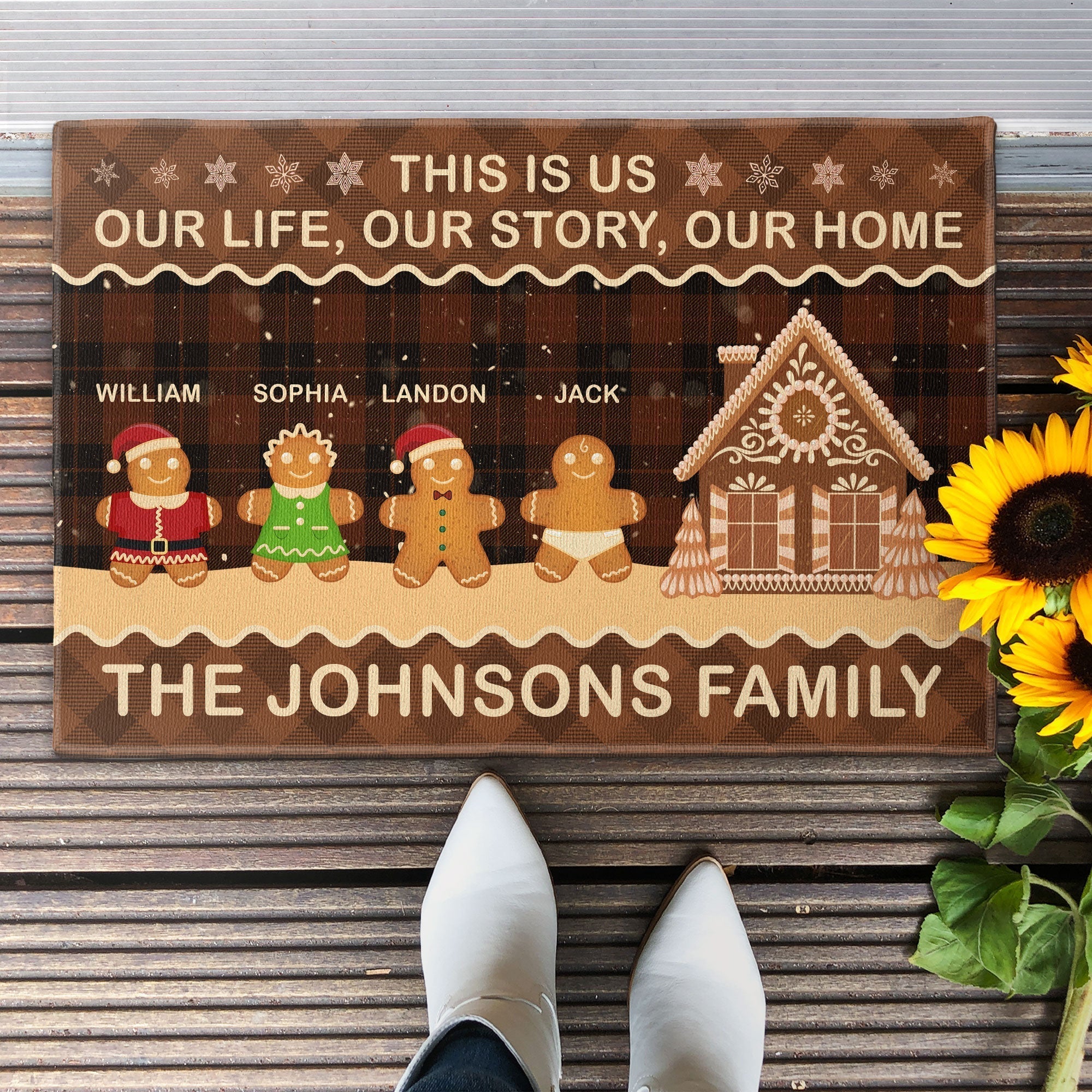 Personalized Our Life, Our Story, Our Home Doormat Christmas, Loving Gift For Family Member, Dad, Mom, Sisters, Brothers CTM Custom - Printyourwear