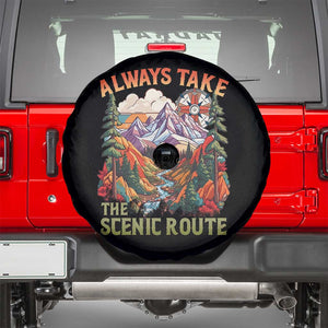 Outdoor Adventure Spare Tire Cover Always Take The Scenic Route Compass Hiking Camping TS02 Black Print Your Wear