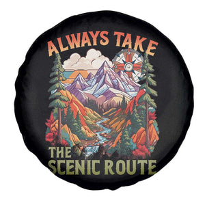 Outdoor Adventure Spare Tire Cover Always Take The Scenic Route Compass Hiking Camping TS02 Print Your Wear