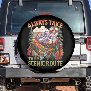Outdoor Adventure Spare Tire Cover Always Take The Scenic Route Compass Hiking Camping TS02 No hole Black Print Your Wear