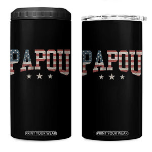 Papou 4 in 1 Can Cooler Tumbler New Grandpa Fathers Day USA Flag Patriotic TS10 One Size: 16 oz Black Print Your Wear