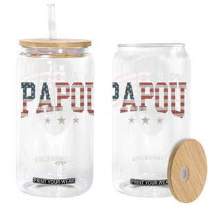 Papou Glass Can New Grandpa Fathers Day USA Flag Patriotic TS10 Black Print Your Wear