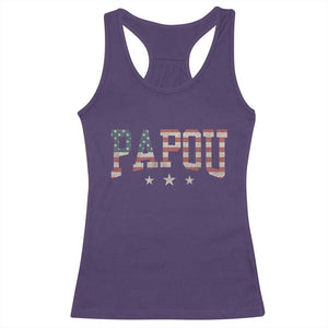 Papou Racerback Tank Top New Grandpa Fathers Day USA Flag Patriotic TS10 Purple Print Your Wear