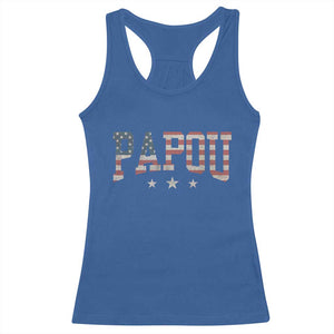 Papou Racerback Tank Top New Grandpa Fathers Day USA Flag Patriotic TS10 Royal Blue Print Your Wear
