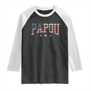 Papou Raglan Shirt New Grandpa Fathers Day USA Flag Patriotic TS10 Black White Print Your Wear
