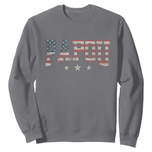 Papou Sweatshirt New Grandpa Fathers Day USA Flag Patriotic TS10 Charcoal Print Your Wear