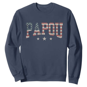 Papou Sweatshirt New Grandpa Fathers Day USA Flag Patriotic TS10 Navy Print Your Wear