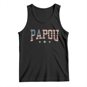 Papou Tank Top New Grandpa Fathers Day USA Flag Patriotic TS10 Black Print Your Wear