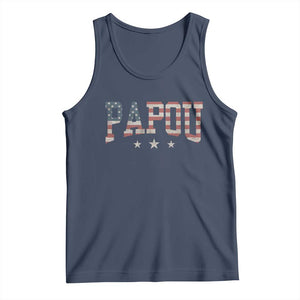 Papou Tank Top New Grandpa Fathers Day USA Flag Patriotic TS10 Navy Print Your Wear