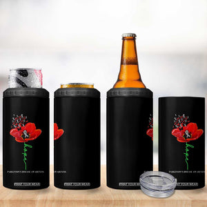 Parkinson's Awareness 4 in 1 Can Cooler Tumbler Faith Hope Tulips Support Parkinsons Warrior TS02 Print Your Wear