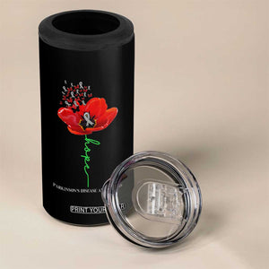 Parkinson's Awareness 4 in 1 Can Cooler Tumbler Faith Hope Tulips Support Parkinsons Warrior TS02 Print Your Wear