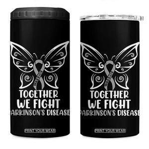 Parkinson's Awareness 4 in 1 Can Cooler Tumbler We Fight Together Support Squad Gray Ribbon Butterfly TS02 One Size: 16 oz Black Print Your Wear