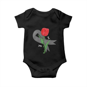 Parkinson's Awareness Baby Onesie Gray Ribbon Tulips Support Parkinsons Warrior TS02 Black Print Your Wear