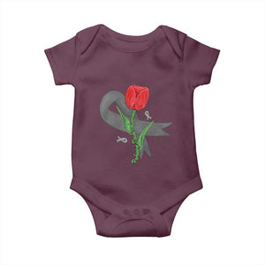 Parkinson's Awareness Baby Onesie Gray Ribbon Tulips Support Parkinsons Warrior TS02 Maroon Print Your Wear