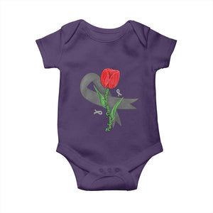 Parkinson's Awareness Baby Onesie Gray Ribbon Tulips Support Parkinsons Warrior TS02 Purple Print Your Wear